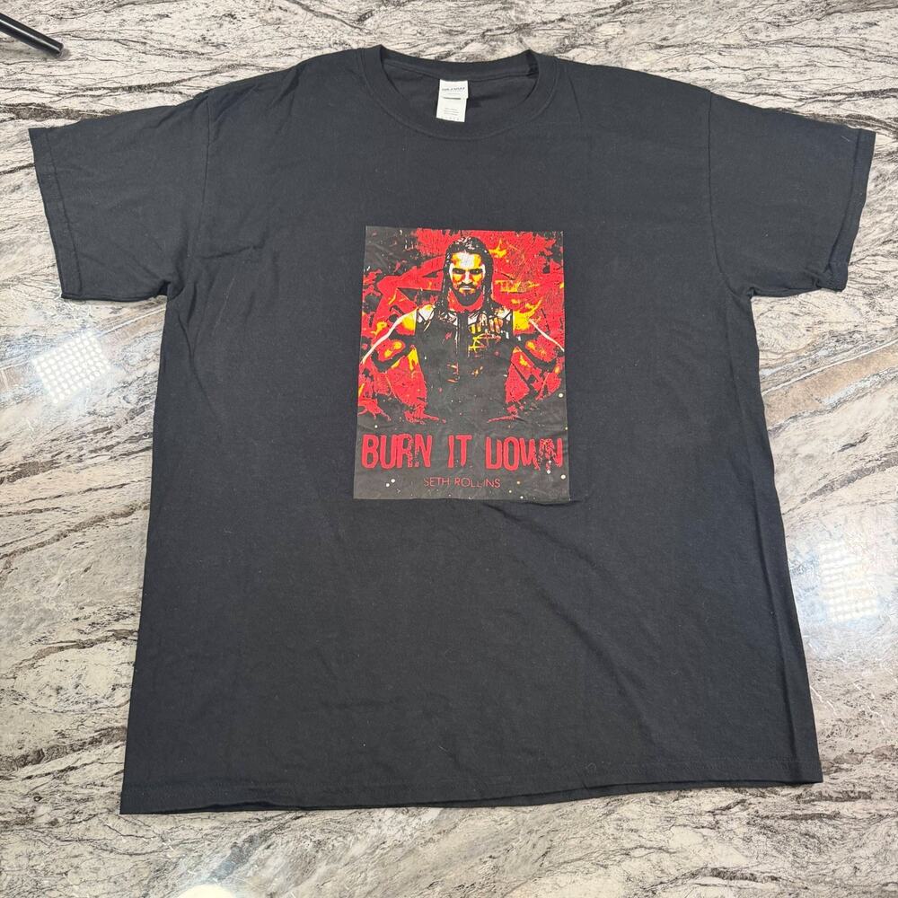 Men's Graphic T-Shirt Short Sleeve Casual Crew Neck Tee - BLACK - LARGEE